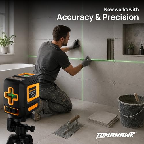Image of TOMAHAWK TLL 02-D-C, Compact 2 Green Line Laser Level - 98ft Green Cross Self-Levelling Laser Line for Construction Vertical /Horizontal Magnetic Base, Adjustable Brightness