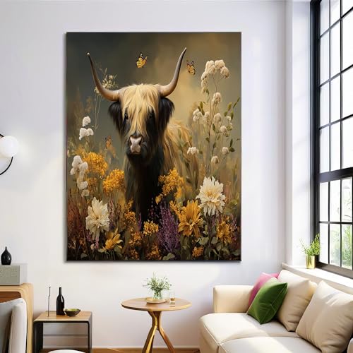 Tableau peinture à l'huile fleurs en surbrillance 40x50cm déco murale salon