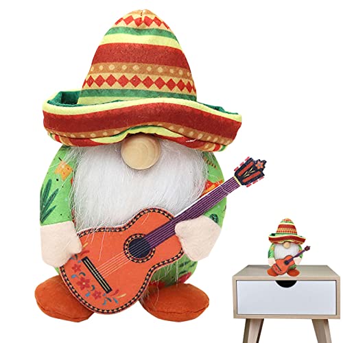 Sustrato Peluche Gnomes Mexicains,Ornements de poupée naine sans Visage - Sombrero Rudolph Poupée sans Visage Instrument de Musique Poupée naine Décorations Instrument de Musique Poupée naine sans Cover