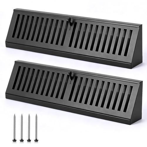 Grille d'aération de sol Yaocom diffuseur de plinthe noir 45,7 cm pour conduit ventilation maison - 2