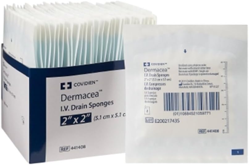 Covidien 441408 Dermacea I.V. Drain Sponges, 2" x 2" Size (Pack of 70)