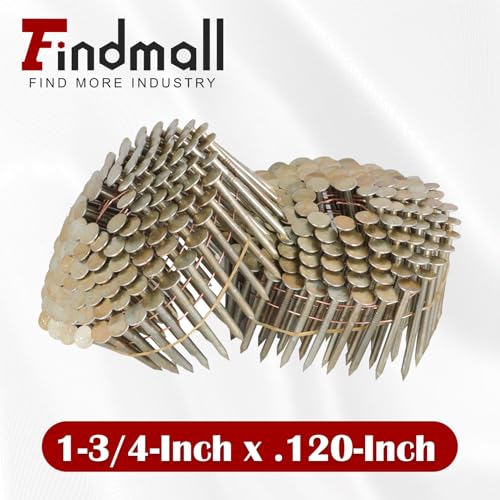 findmall 7200 Count Coil Roofing Nails 1-3/4-Inch x .120-Inch 15-Degree Round Head Wire Weld Collated Smooth Shank Electro Galvanized Coil Roofing Nails for Roofs Lathing and Sheathing Materials by findmall - Image 2