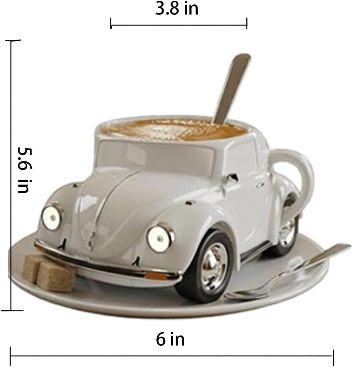 BEHJSLQBE ビートル型コーヒーカップ、車用コーヒーカップ、ノベルティティーカップ、ホームオフィスの装飾(Yellow)