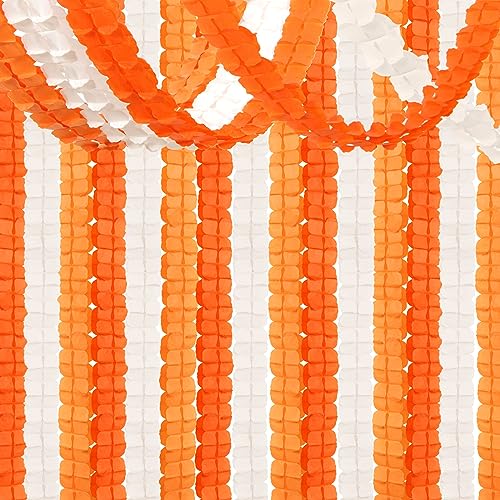 Image of Orange Beige Fall Baby-Shower Party-Decorations Streamers Garland - 157Ft Four-Leaf Clover Autumn Harvest Thanksgiving Hanging Banner,Boho Birthday Bridal Wedding Engagement Bachelorette Decor Hugtmr