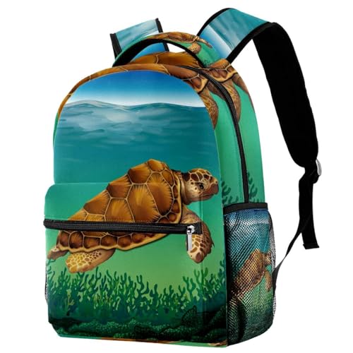 Sac à dos d'école tortue de mer algues, cadeau idéal pour la rentrée