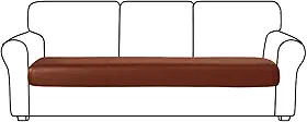 Capa de almofada de sofá de couro PU impermeável com elasticidade individual para sofá (tamanho: 3 lugares (150 cm a 170 cm L x 50 a 70 cm C), cor: laranja)