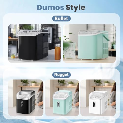 Image of Dumos Nugget Ice Makers,Portable Ice Machine Countertop Ready in 6 Mins, 1.55L Water Tank, Self-Cleaning, for Office, Party, RV, Home, Black