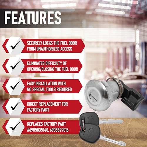 image for AA Ignition Fuel Door Lock Cylinder with Set of 2 Keys - Compatible wi