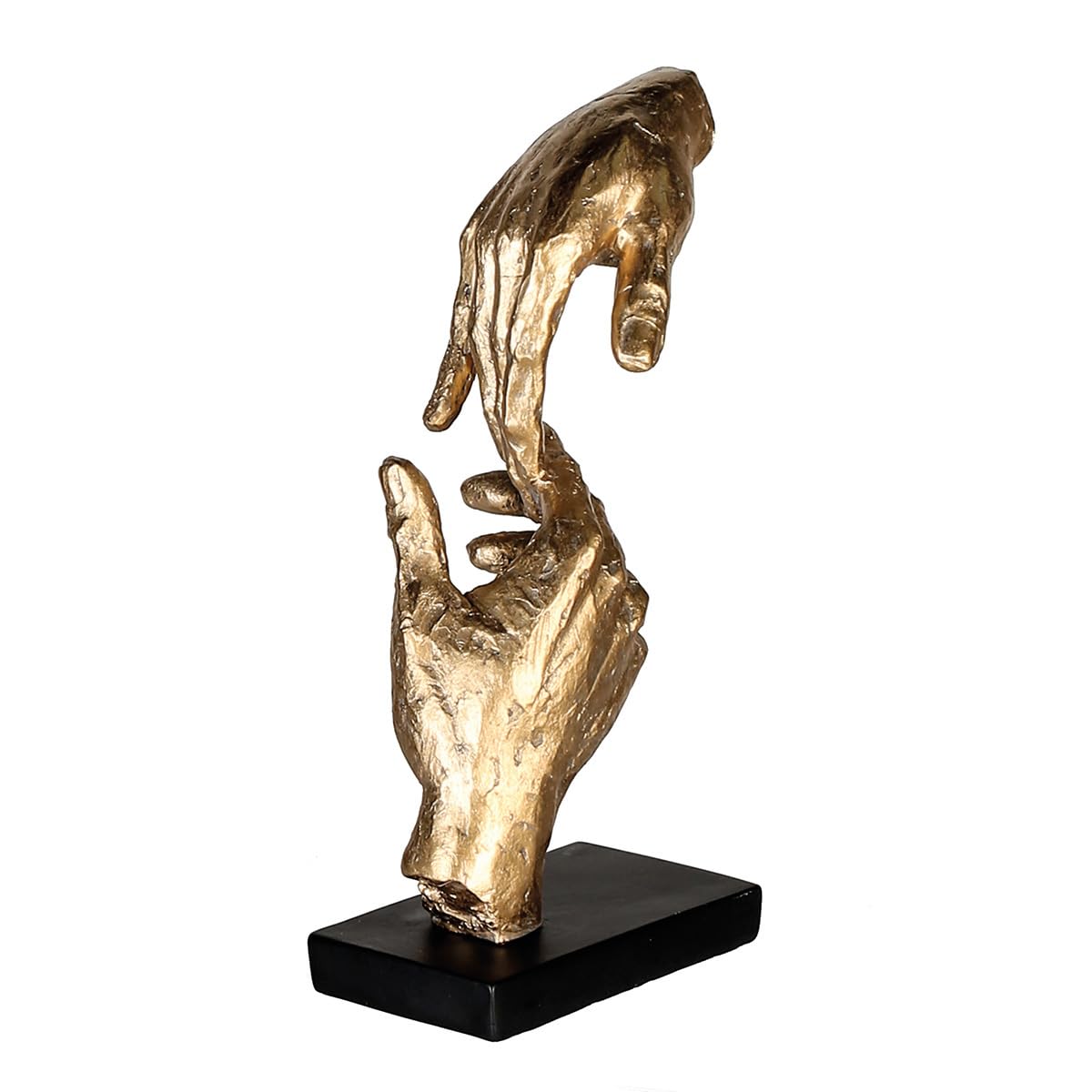 Casablanca Skulptur Two Hands, Deko Figur Gold, Kunstharz Statue Wohnzimmer, Büro Dekoration H. 29 cm x B. 13,5 cm - Moderne Skulpturen, Hand Symbol Zusammenhalt