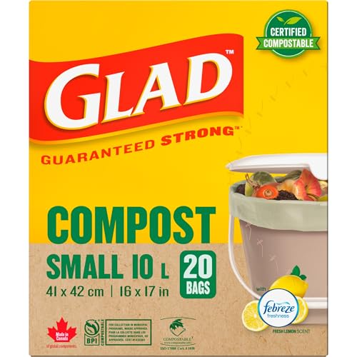 Glad Certified Compostable Bags - Small 10 Litres - Lemon scent 20 Compost Bags