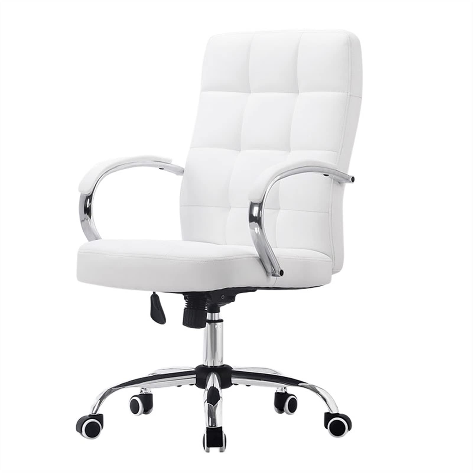 krzesło biurowe Ergonomiczne krzesło biurowe Krzesło biurowe z wysokim oparciem — białe/czarne Obrotowe krzesło biurowe LeatherSoft — krzesło obrotowe (Color : White)