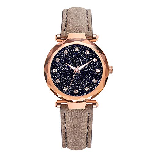 Preisvergleich Produktbild Beobachten Damen Sternenhimmel Uhr Voller Diamanten Damenmode Uhr-Grau