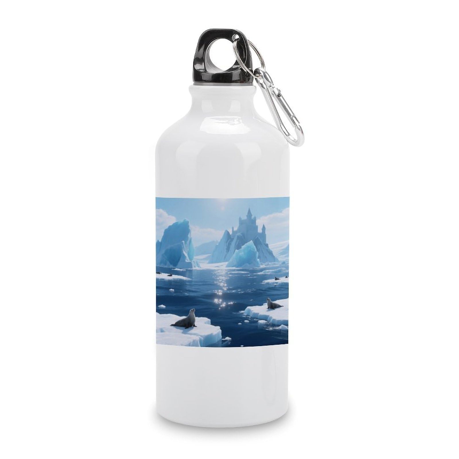 Fekiloot Style Iceberg Ocean Aluminum Water Bottle Travel Tumbler Reusable Lightweight Outdoor Sports Water Bottles For Gym Sports Camping Hiking Fishing600ml