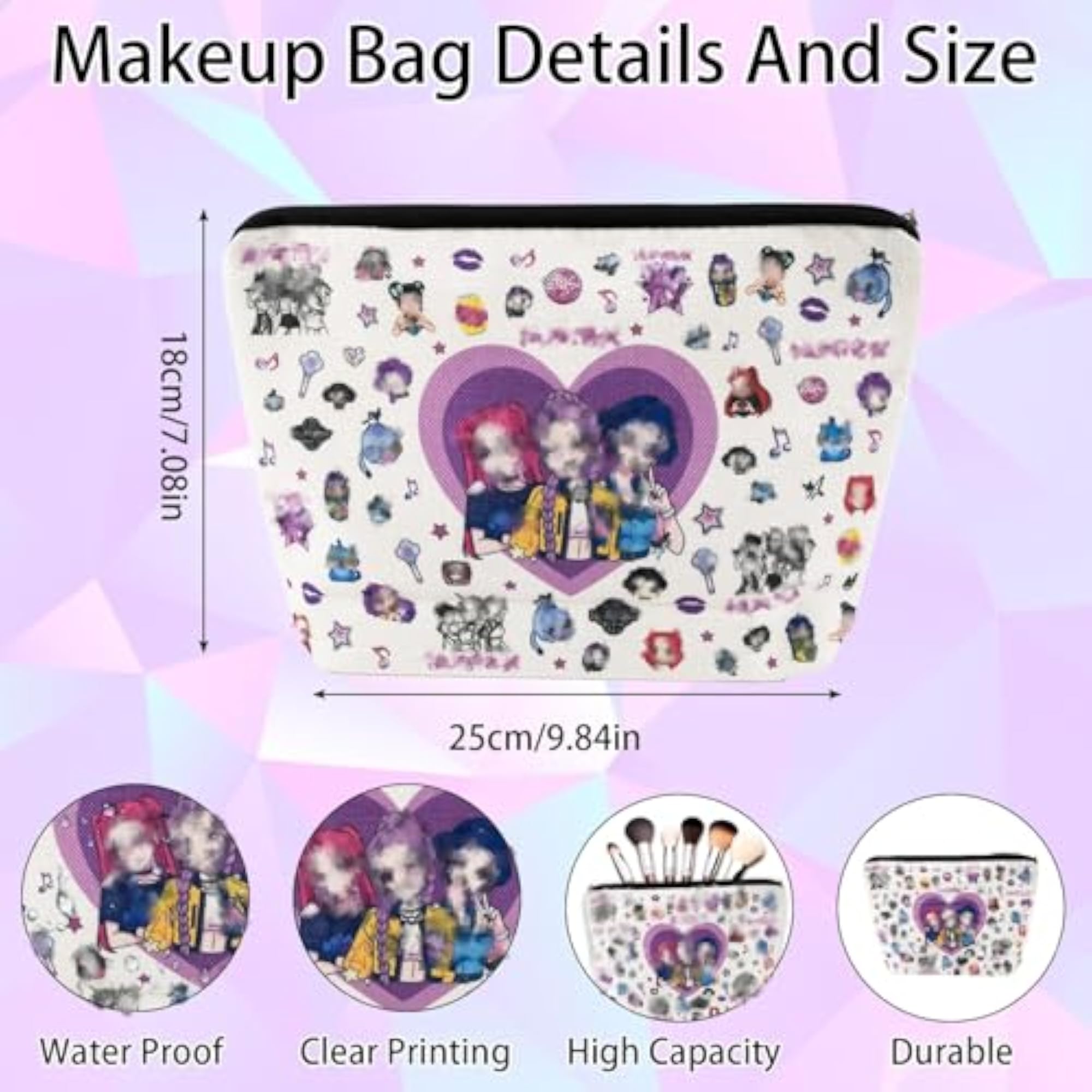 AOLI Music Lover Makeup Bag, Cartoon Design