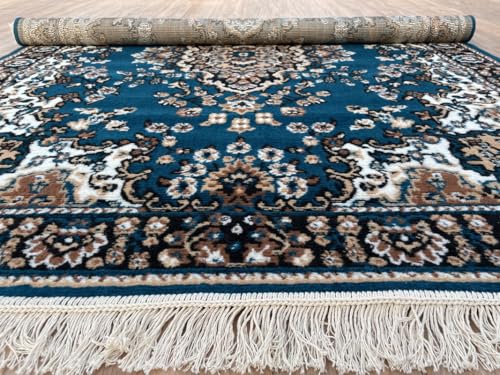 Image of TTC THREAD & TEXTURE CARPET Traditional Comfort: Power-Loomed Carpets for Living Room- Every Space Area Rug Color Blue Size 6x8 Feet (180x235cm)