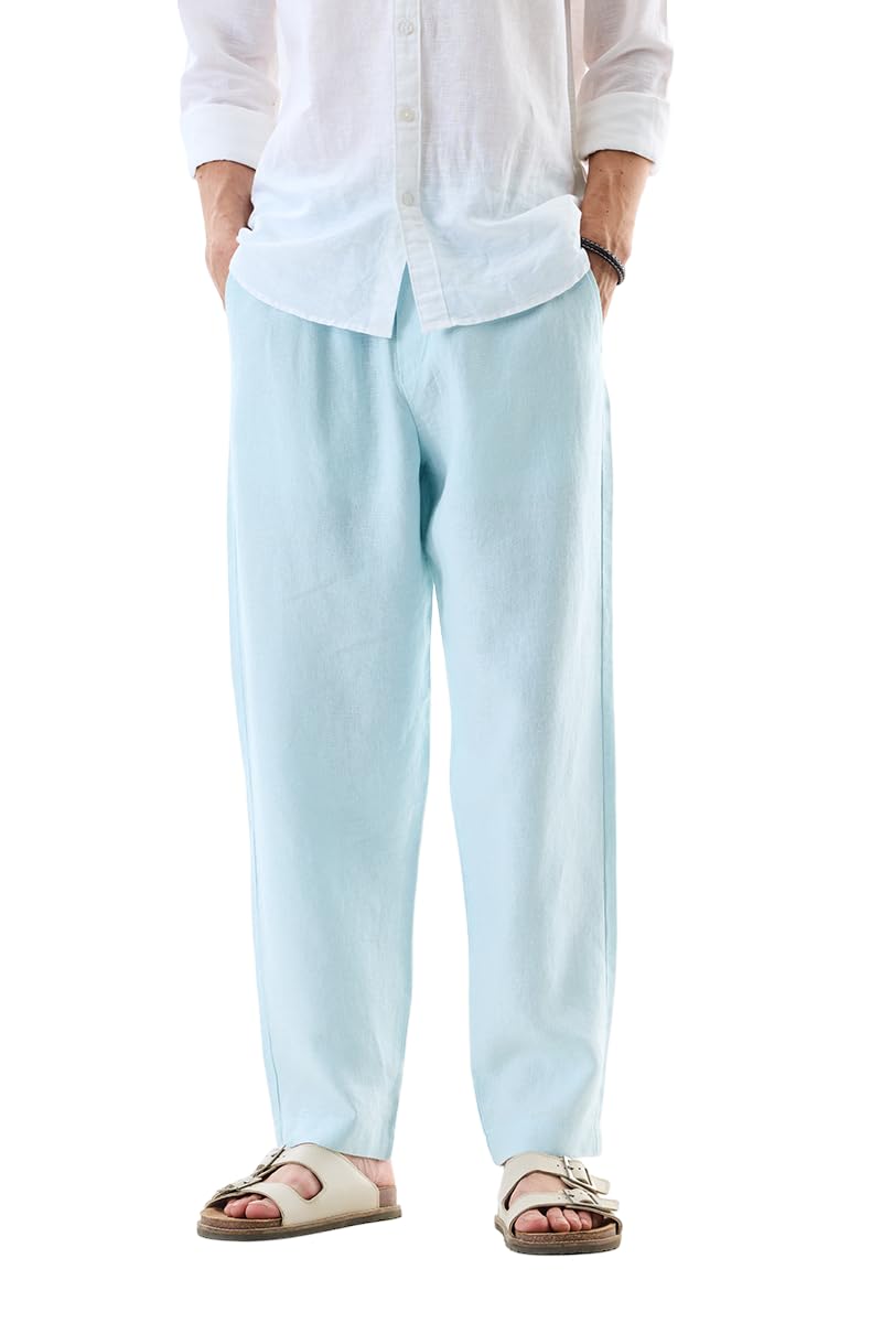 snitch Men Trousers | Relaxed Fit Mid Rise Drawstring Waist | 100% Linen Lightweight & Breathable Fabric | Ideal for Casual Summer & Beach Wear-picture-12
