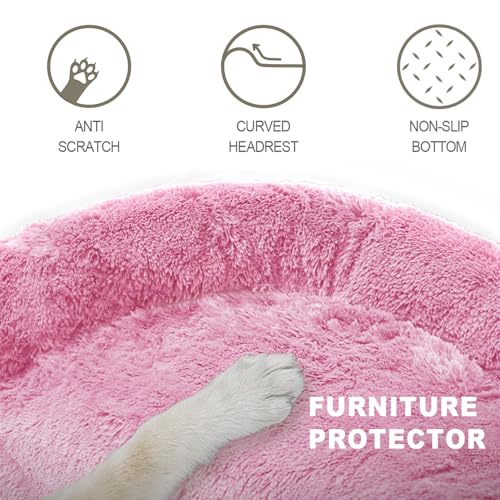 Image of Luxurious Calming Dogs /Cats Bed Mats, Dog Pad Washable Removable Couch Cover, Plush Long Fur Mat for Pets, Waterproof Lining, Perfect for Small, Medium and Large Dogs and Cats (Pink, 41 inchx37 inch)