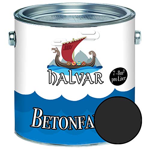 Halvar Betonfarbe/Bodenbeschichtung SEIDENMATT Weiß/Grau/Schwarz RAL 9001-9018 Fassadenfarbe (20 L, RAL 9017 Verkehrsschwarz)