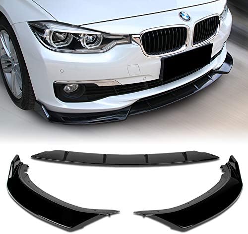 EPARTS 3 Pieces Front Bumper Body Kit Spoiler Lip Compatible With 2016-2019 BMW 320i 328i 330i F30 F35, 2017 2018 (Painted Black)