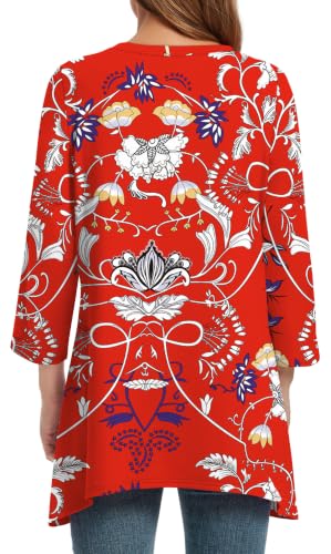 Image of OFEEFAN Tunic Tops for Women Loose Fit Dressy 3 /4 Length Sleeve Womens Tops with Asymmetrical Hem S-4XL