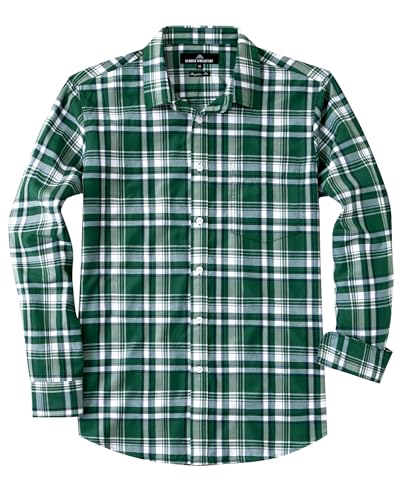 J.VER Long Sleeve Shirts for Men Cotton Plaid Button Down Shirt Business Casual Work Top with Pocket