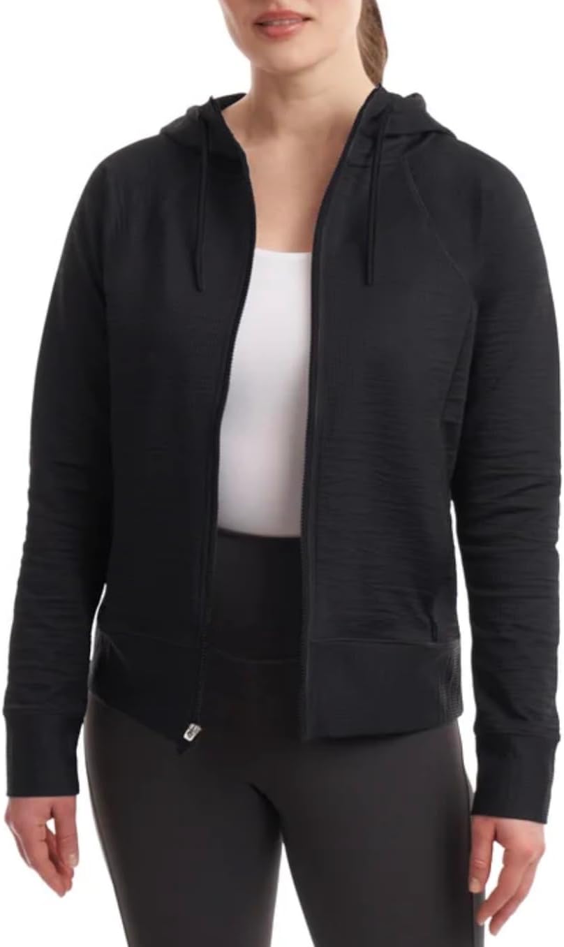 KIRKLAND Signature Women's Stretch Active Full Zip Hooded Jacket with Pockets