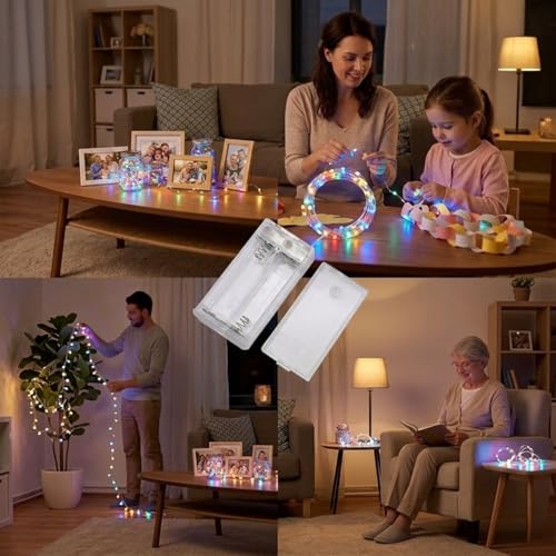 Image of Pack of 5 / 3Mtr / 30 LED's Battery Operated Magic Multi Fairy String /Strip Light with Copper Wire for DIY Lights for Festival, Indoor /Outdoor, Home Decoration (M /Fairy String Light)