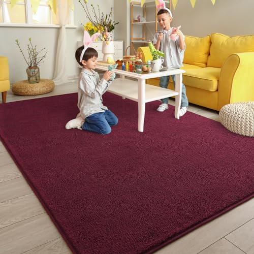 Tapete decorativo Pettop 4x6 ft Rojo borgoña miniatura 5