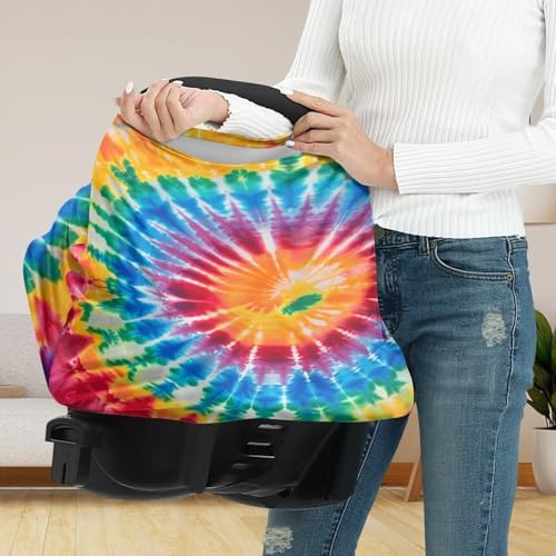 Image of Youngerbaby Tie Dye Nursing Cover for Newborns Breastfeeding Cover Scarf Baby Car Seat Covers Infant Stroller Cover Carseat Canopy for Girls and Boys Full Coverage