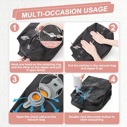 Image of Vacuum Travel Backpack with Pump for Women Men, Carry on Air Backpack for Flight Approved with Compression Bag, Personal Item Luggage Backpacks