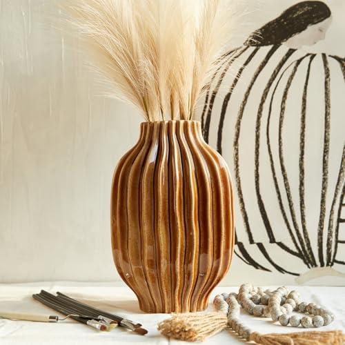 BlossoME 11' Large Ceramic Vases Burnt Orange for Fireplace Decor Rustic Living Room Neutral Dining Table & Kitchen Island Bedroom Family Bar Office Potery