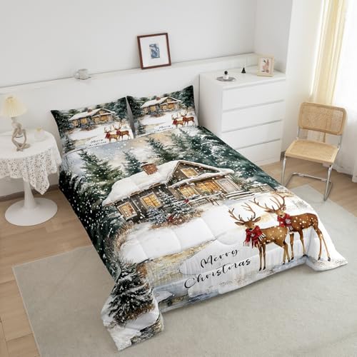 Homewish-Merry-Christmas-Comforter-Set-King-SizeElk-Deer-Rustic-Cabin-Duvet-Insert-for-Kids-Boys-Girls-Room-DecorSnowflake-Winter-Theme-Bedding-Set-3PcsWild-Animal-Woodland-Quilt-Set2-Pillowcases Homewish Merry Christmas Comforter Set King SizeElk Deer Rustic Cabin Duvet Insert for Kids Boys Girls Room DecorSnowflake Winter Theme Bedding Set 3PcsWild Animal Woodland Quilt Set2 Pillowcases