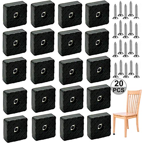 Preisvergleich Produktbild Möbel Gummifüße 20 Stück Möbelfüße Quadratisch Gummipuffer Stuhlbeinkappen Möbelfuß Auflagen Furniture Legs Mit Schraube Schutz Möbel Für Tisch Schrank Schreibtisch Couchs 30mm Schwarz