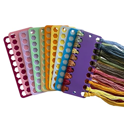 Image of Howie's Needlepoint 10pcs Embroidery Floss Organizer, Colorful Plastic Cross Stitch Thread Holder, Thread Storage Tool, Needlework Project Card, 20 Holes