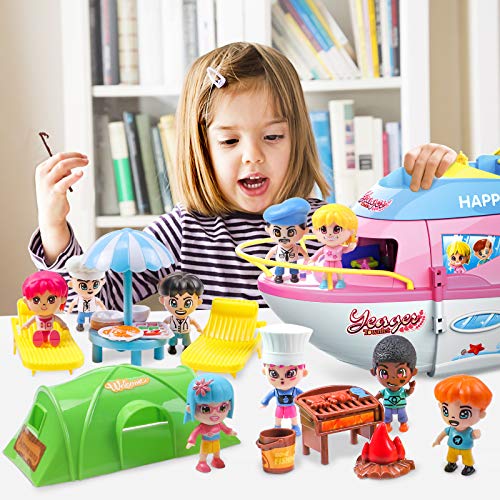 Toyssa Cruise Ship Pretend Play Toys Yacht Playset with Figures and Accessories Christmas Xmas Gift for 3 4 5 6 7 Yeas Old Girls - Thumbnail 5
