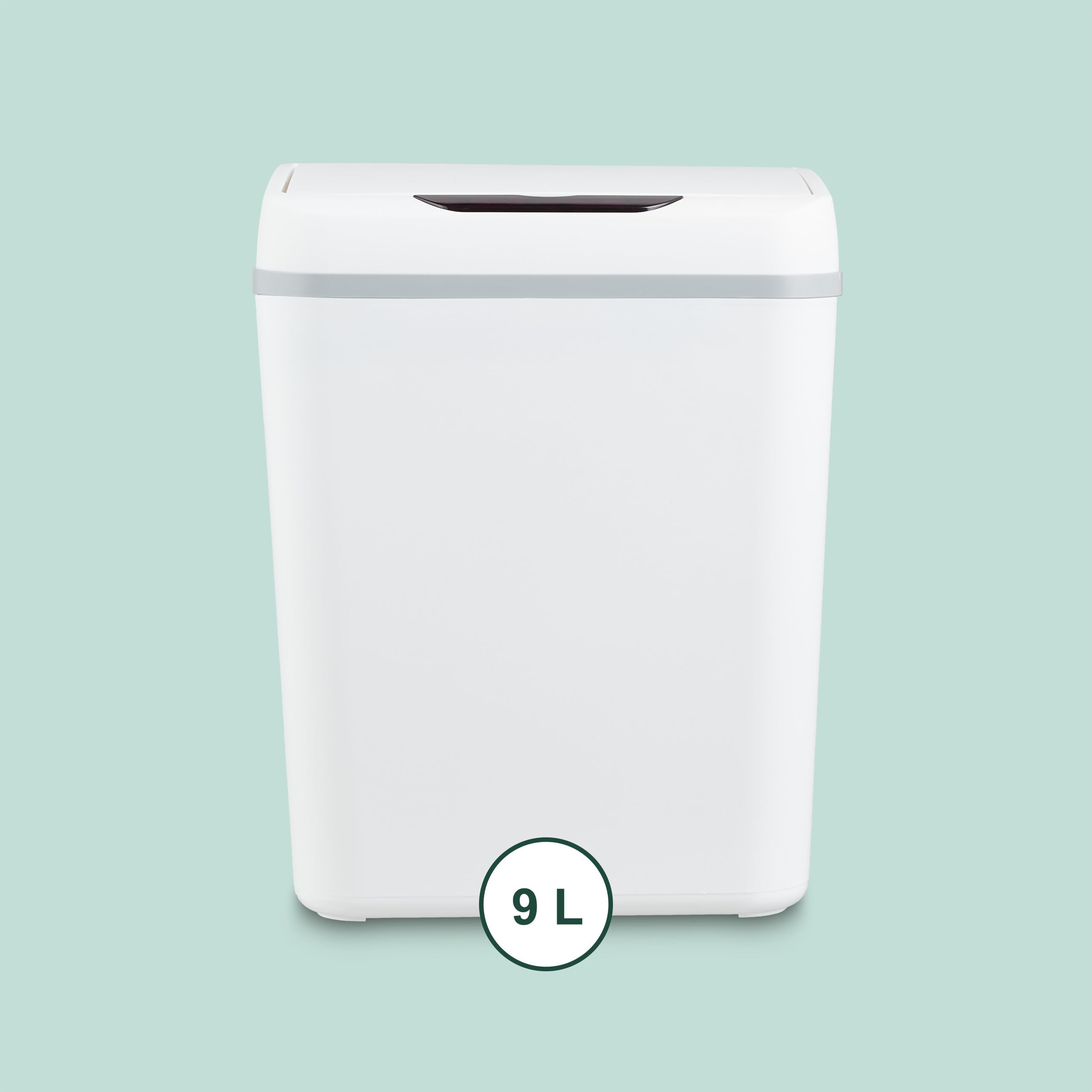 Relaxdays kosz łazienkowy z czujnikiem, 9 l, automatyczna pokrywa, uchwyt na worek na śmieci, kosz na śmieci WC, tworzywo sztuczne, biały