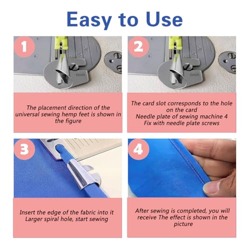 Image of TOOVREN Sewing Rolled Hemmer Foot 8PCS Rolled Hem Presser Foot 3 /4 /5 /6 /7 /8 /9 /10mm 8 Sizes Wide Rolling Hem Foot Sewing Machine Presser Feet Hemmer Home Industrial Curved Scroll Hemming Feet