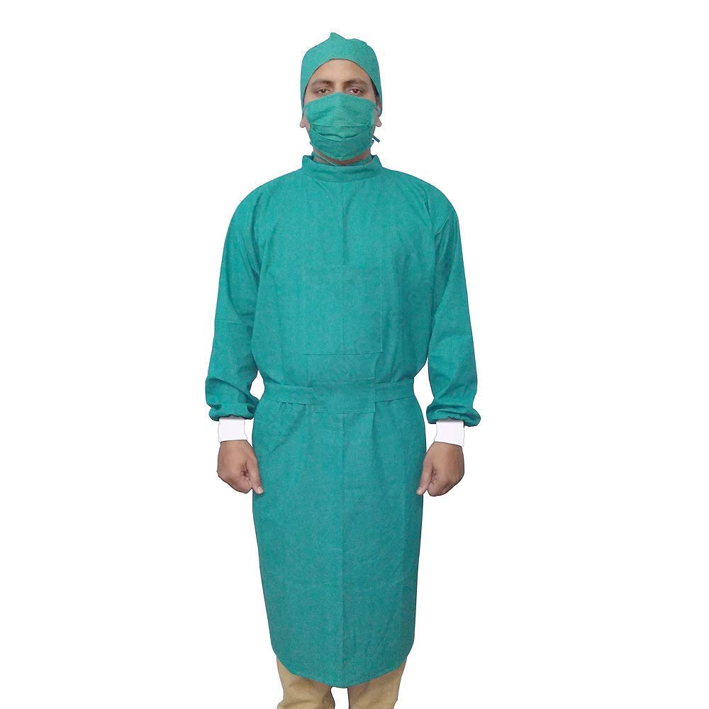 SEEMESH Unisex Reusable Cotton Hospital & Surgical OT Gown for Doctor with Mask & Cap Green (B0BYP9YDPP) Amazon Price History, Amazon Price Tracker