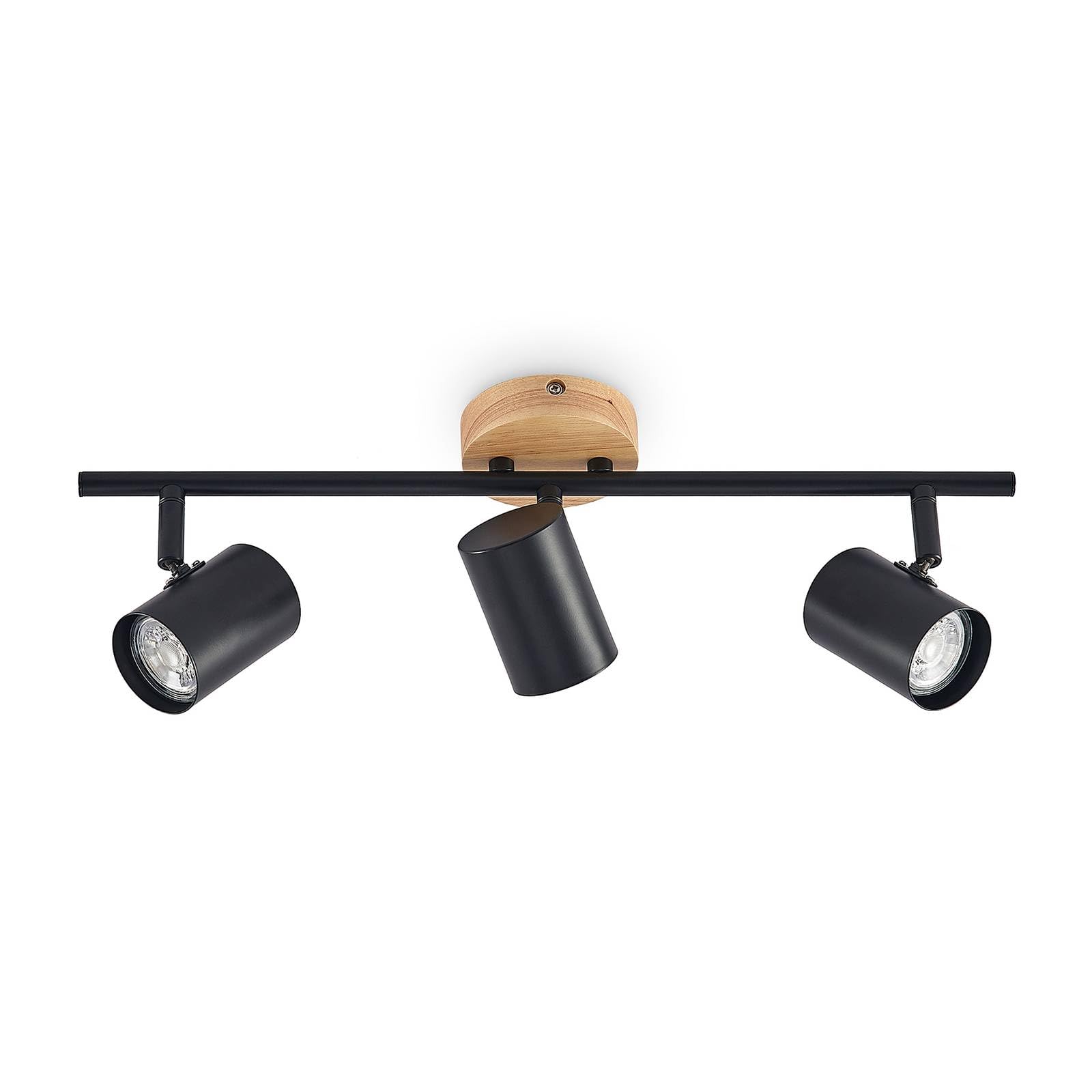 Lindby Ceiling Light Xiomara dimmable (Modern) in Black Made of Metal for e.g. Living Room & Dining (3 Light Sources, GU10) from floodlight Spotlight
