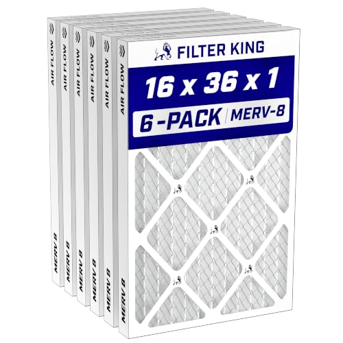 Image of Filter King 16x36x1 Air Filter MERV 8, AC Furnace Filters (6-Pack)