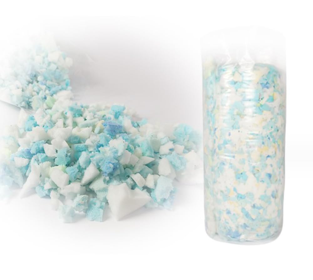 Espuma viscoelástica triturada de alta densidad de 5 libras con relleno de gel para puf, camas de perro, muñecas y cojines de sofá, relleno de almohada de lectura, multicolor