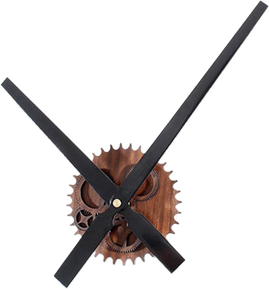 CIGERA DIY Wall Clock with 3D Gear Clock Movement and Silent Non Ticking Aluminum Hands,Great Decorative Clock for Kitchens and Home Decor,Wooden+Black
