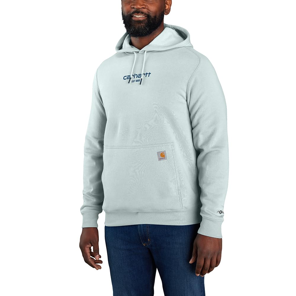 Carhartt Męska bluza Force Relaxed Fit Lekka bluza z grafiką z logo, Kropla rosy, L wysoki