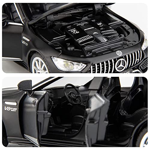 Image of BlackZone 1 /32 Mercedes AMG Benz GT63 Toy Car Metal Pull Back Diecast Car with Openable Door and Sound Light, Gifts Toys for Kids (Black)