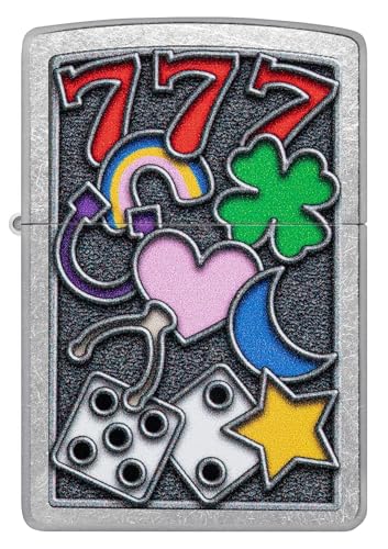 Image of Zippo All Luck Design Street Chrome, Pocket Fuel Windproof Premium Lighter (BIS Certifed)