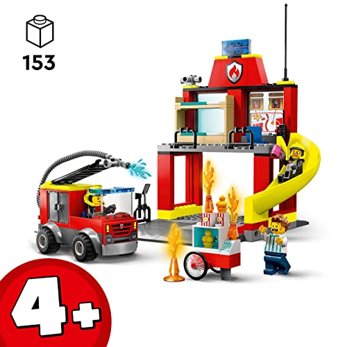 LEGO 60375 City Feuerwehr Feuerwehrstation und Löschauto, Lernspielzeug für Kinder ab 4 Jahren, Geschenk für Jungen und Mädchen… – Ansicht 2