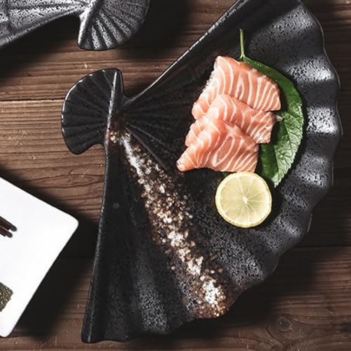 Plato de cerámica para sushi abanico 13 pulg blanco miniatura 7