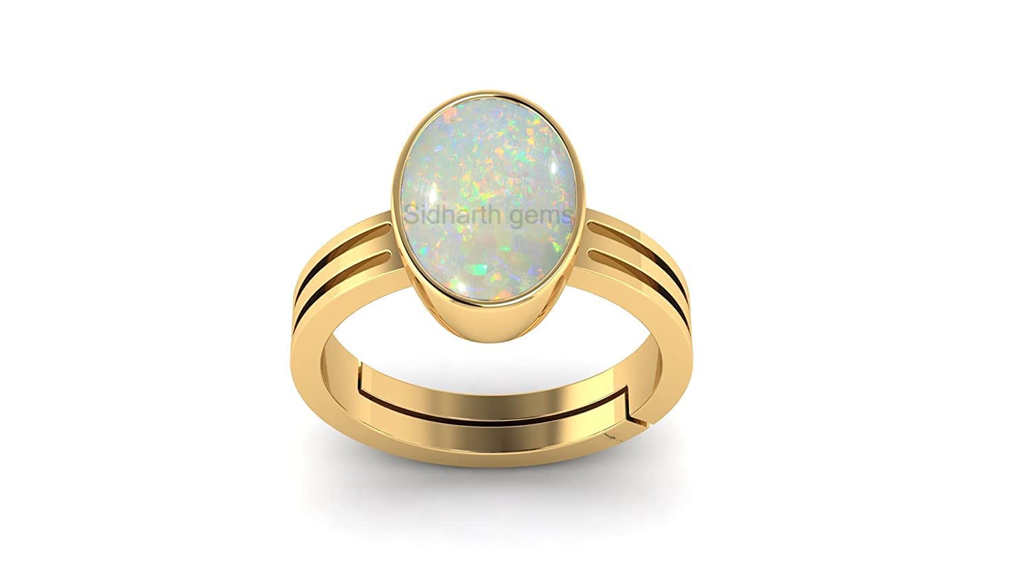 SIDHARTH GEMS 11.00 Carat 12.00 Ratti Lab Certified Natural Opal Gold Adjustable Ring Opal Gemstone for Men & Women (B09KNRWRYV) Amazon Price History, Amazon Price Tracker