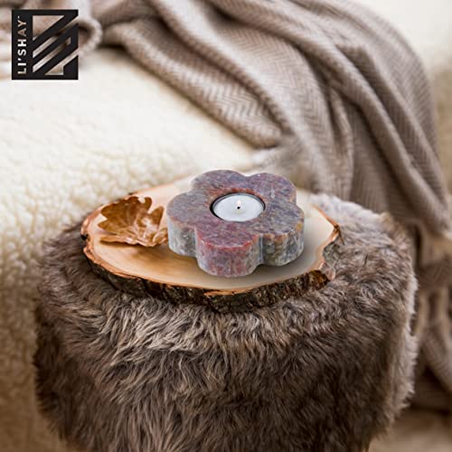 Home And Table Décor Natural Marble Soapstone Flower Shaped Tea Light Candle Holder #TOP2