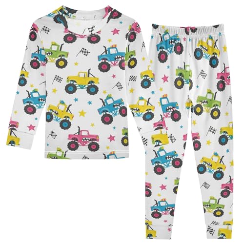 Pajama Sets Long Sleeve Monster Trucks Star Flags Soft Comfy Sleepwear 2 Piece PJS 3-8T